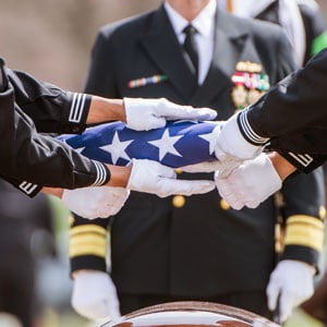 Folding the American Flag during an honors ceremony